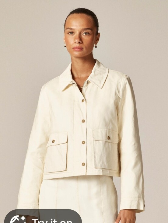 J. Crew Jackets & Blazers - J.Crew Women’s Cropped Barn Jacket™ in ripstop cotton Sz XL $228 Cream
